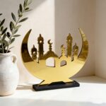 American Elm Ramadan & Eid Table Decor Islamic Moon Calligraphy Art Acrylic Home & Desk Decoration 8.86 x 7.87 Inch (22.5 x 20 cm) 1 Pc Ready-to-Display - Image 2