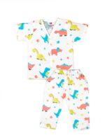 Baby Muslim Cotton Beehive Pattern Top & Pyjama Set | Soft & Breathable Summer Wear Cloth | Comfortable Collar-Free Jablas Dress for Baby Boys & Girls | Newborn Baby Clothes - Image 2