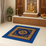 Bless Berries Velvet Prayer Mat 24x24 Inch – Printed Square Shape Aasan for Pooja Mandir, Temple Prayer Cloth, Floor Sitting Mat for Meditation, Worship & Home Temple Use (Blue, Pack of 1) - Image 2