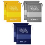 Boldfit Shoe Bag for Travel & Storage Travel Organizer for Women & Men Travel Accessories Shoe Organizer Shoe Bags Pouches Travel Shoe Cover, Essentials - Pack of 6 Shoe Pouch (Blue, Yellow, Grey) - Image 2