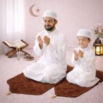 Combo of 2 Janamaz Velvet Prayer Mat | one Kid + one Adult (Pack of 2) | Soft Thick Islamic Prayer Rug Set for Children & Grown Ups | Premium Namaz Mat for Home, Ramdan, Hajj and Umrah (Brown) - Image 2