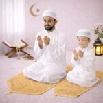 Combo of 2 Janamaz Velvet Prayer Mat | one Kid + one Adult (Pack of 2) | Soft Thick Islamic Prayer Rug Set for Children & Grown Ups | Premium Namaz Mat for Home, Ramdan, Hajj and Umrah (Golden) - Image 2
