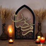 Curious Button Ramadan Mubarak Wooden Decor | Modern Islamic Home Decor | Elegant Crescent & Calligraphy Design | Eid & Ramadan Table Decoration | Islamic Gift Idea | 15 x 9.7 Inches - Image 2