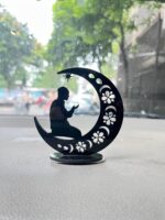 Decorative Islamic Namaz Decor Praying Muslim Man with Crescent Moon | Acrylic Table Showpiece for Home, Prayer Room & Car Dashboard | Eid & Ramazan Gift (Namaz) - Image 2