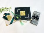 Exquisite Quran Gift Set with Prayer Mat | Unique Islamic Gift for All | Madina Design on Box- Textured Bottle Green | Medium Size Quran with Safari Thin Janamaz - Image 2