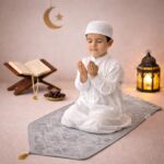 FAF Boy & Girl Janamaz Velvet Prayer Mat | Children Islamic Prayer Rug for Kids (1 to 10) | Soft Thick Namaz Mat, Portable Travel Janemaaz | Mussalla for Home, Mosque & Ramzan, Hajj and Umrah (Grey) - Image 2
