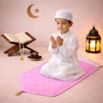 FAF Boy & Girl Janamaz Velvet Prayer Mat | Children Islamic Prayer Rug for Kids (1 to 10) | Soft Thick Namaz Mat, Portable Travel Janemaaz | Mussalla for Home, Mosque & Ramzan, Hajj and Umrah (Pink) - Image 2