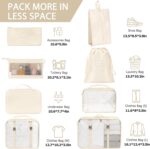 FLYNGO Nylon 8 Pcs Travel Organizer Pouch Packing Cubes For Clothes Space Savers Bags Cosmetics/Underwear/Socks/Shoes Toiletry Bag Laundry Organiser(Beige) - Image 2