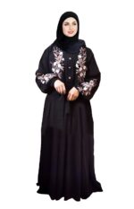 Grey Abaya Embroidery Work Burqa For Women Elegant Modest Wear Islamic Naqab - Image 2
