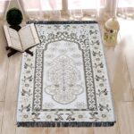 Islamic Janamaz Prayer Mat | White, 27x50 Inches - Image 2