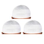 Islamic Prayer Kufi Muslim Cap for Men and Boys, Namaz Topi for Namaz, Comfortable and Stylish Headwear for Daily Prayers and Religious Occasions, White, Pack of 3 - Image 2