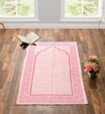 KETOSTICS Premium Velvet Printed Prayer Rug - Soft Turkish Janamaz Sajada Carpet Prayer mat/Meditation Janamaz for Namaz Muslim|80x120 cm|Pink - Image 2