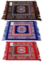 Kuber Industries 3 Pieces Velvet Prayer Mat/Aasan/Pooja Mat/Meditation Rectangular Shape Mat/Multipurpose Velvet Rug Mat 2 Ft X 2 Ft (Brown & Royal Blue & Red) Ctktc33958 - Image 2