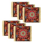Kuber Industries Pack of 6 Velvet Prayer Mat - Meditation Carpet, Pooja Aasan, Check Square Traditional Mat - Small, Multicolor - Image 2
