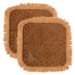 Kuber Industries Velvet Circle Print Pooja Aasan/Prayer Aasan/Meditation Mat for Home Pack of 2 (Brown) 54KM4133 - Image 2