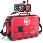 Large Comprehensive Premium First Aid Kit Bag, Labeled Compartments and with Removable MOLLE System Bag-Red - Image 2