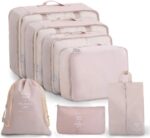 Lyrovo Nylon 7Pcs Travel Packing Cubes For Clothes Laundry Toiletry Cosmetics Luggage Makeup Pouch Accessories Organizer Bag (Beige) - Image 2