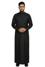 Men Traditional Arabic Thobe, Lightweight & Modest Wear Round Neck Traditional Cotton Thobe, Full Length Mandarin Collar Robe, Casual Islamic Wear - Image 2