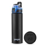 PEXPO Arctic 900 ISI Certified Stainless Steel Fridge/Sipper Water Bottle - 800ml | Flip Top Cap | Single Wall | For Gym, School, Trekking, Sports | Suitable for Men, Women and Kids -Knight Black - Image 2