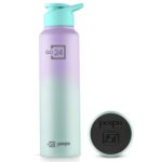 PEXPO Water Bottle 1 ltr Stainless Steel Sports/Fridge Bottle with Sipper Cap | Single Wall | For Home, Office, Gym, Travelling | Lightweight | BPA Free | Craft Pro 950ml | Green-Purple Ombre - Image 2
