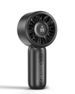 Portable Mini Fan with Digital Display - 7500RPM Ultra-Fast Portable Hand Fan, 2000mAh Rechargeable Battery, Pocket-Sized Cooling for Makeup, Travel, and Outdoor Use (Black) - Image 2