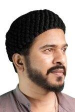 Prayer Caps for Muslims Islamic Caps Namaz Topi for Men Handmade Angoora Design | Black - Image 2
