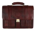 Red Cherry Premium Genuine Leather Office Bag for Men & Women | Single Handle Business Briefcase with Laptop Compartment, Multiple Pockets for Documents & Daily Essentials | Brown - Image 2