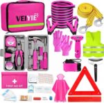 Roadside Emergency Car Kit for Vehicles, Pink Car First Aid Kit Emergency Kit with Jumper Cables, Car Safety Kits, Tow Strap, Tool Kit, Road Trip Assistance for Men, Women, New Driver Gifts - Image 2