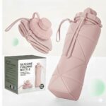 SILENCIO Silicone Water Bottle 600 ml | Foldable Leak Proof Travel Bottle | BPA Free Reusable Drinking Bottle for Gym, Trekking, Camping & Outdoor Use (PINK) - Image 2