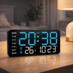 Sehaz Artworks Digital Alarm Clock for Living Room Stylish | Electric Digital Wall Clock for Hall |Alarm Clock for Heavy Sleepers |Table Clock for Home | Alarm Clock for Bedroom |Digital Watch - Blue - Image 2