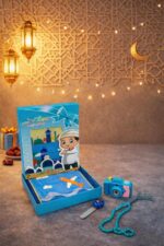 Sejadah Eid Gift Hamper for Boys with Prayer Mat, Digital Counter, Tasbeeh, Toy Camera with Light, Blue, Ages 2-9 Years| Eid Gifting for Kids - Image 2