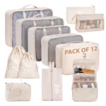 Set of 12 Packing Cubes, Travel Organizer Bags for Luggage & Suitcase | Includes Various Size Mesh Bags, Lingerie & Shoe Bag, Cosmetic Pouch, Toiletry Bag, Drawstring Bag, Cable Pouch - Image 2