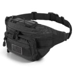 Tactical Fanny Pack,Military Waist Bag Pack with U.S Patch Utility Hip Belt Bumbag for Outdoor Fishing Hiking, Black(4 Zipper Pockets), S, Tactical Fanny Pack - Image 2
