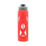 TintBox Borosilicate Glass Water Bottle with Silicone Sleeve | as seen on Shark Tank | perfect for Office, Home, Fridge, Gym, Travel | BPA Free | Energy Red | 750ml - Image 2