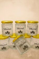 UMRAH KHAJOOR GLASS JARS 190ml with Golden Lid (PACK OF 10 JARS) – Ideal for Khajoor, Dry Fruits, Sweets, Chocolates – Islamic Favor Jar for Gifting (PACK OF 10 JARS) - Image 2