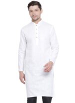 VASTRAMAY Mens Cotton Linen Kurta - Timeless Elegance for Festivals & Events | Plain Solid Full Sleeves Mandarin Collar Kurta | Traditional Indian Outfit - Image 2