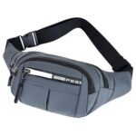 Wolpin Waist Bag for Men Women Grey | Travel Handy Hiking Running Pouch with Zipper | Adjustable Strap Fanny Pack for Documents Money Card Phone Earphone | Lightweight Sport Belt Bag - Image 2