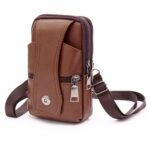ZIBUYU® Mobile Pouch for Men Leather Magnetic Cover Belt Clip Compatible for iPhone 12, 13, 14 Pro Max Phone Case Mini Crossbody Men Waist Sling Bag Mobile Holster for Men, Brown - 1 - Image 2