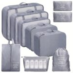 10 Pcs Travel Organizer Pouch Packing Cubes for Clothes Space Savers Bags Cosmetics/Underwear/Socks/Shoes Toiletry Bag Laundry Organiser (Grey) - Image 2
