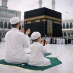 Combo of 2 Janamaz Velvet Prayer Mat | one Kid + one Adult (Pack of 2) | Soft Thick Islamic Prayer Rug Set for Children & Grown Ups | Premium Namaz Mat for Home, Ramdan, Hajj and Umrah (Green) - Image 5