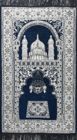 Premium Velvet Namaz Mat with Mosque Design 27X50 inches | Soft Prayer Mat (Janamaz) for Salah & Daily Namaz | Anti-Slip, Lightweight & Foldable | Ideal for Home, Mosque & Travel (BLUE) - Image 3
