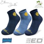 Etheric Double Half Terry Pure Combed Cotton Mid-Ankle Socks | Antibacterial, Arch Support, Cushioned Footbed | Jeans Shade Smiley Design | Men & Women | Pack of 3 - Image 3