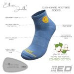Etheric Double Half Terry Pure Combed Cotton Mid-Ankle Socks | Antibacterial, Arch Support, Cushioned Footbed | Jeans Shade Smiley Design | Men & Women | Pack of 3 - Image 6