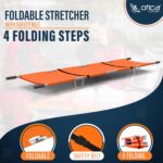 OTICA Foldable Stretcher for Patient Shifting, Portable Stretcher for Emergency Hospital Use, Stretcher for Patient with Safety Belt, Stretcher for Ambulance (Aluminium, Orange, Four Fold) - Image 5