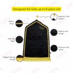 FAF Custom Baby Janamaz Prayer Mat | Customized Kids Islamic Prayer Rug for Boy & Girl (1 to 10) | Soft Thick Namaz Mat, Portable Travel Janemaaz | Mussalla for Home, Mosque, Hajj & Umrah (Black) - Image 5