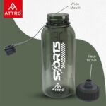 ATTRO Plastic Ranger Gym 1630ml Water Bottle with Grip Handle & ML Marking Mention for Daily Water Intake BPA Free Leak Proof - Grey - Image 3