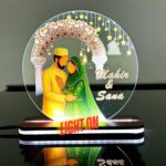 Customised Muslim Wedding Led Acrylic Lamp Custom Islamic Couple Name Light Gift Nikah Decor With Stars & Lanterns Engagement Or Walima Keepsake,Green - Image 3