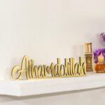 Bismillah Alhamdulillah Mashallah Islamic Home Decor | Islamic Table Decors | Ramadan Decoration | Eid Decor | Islamic Home Art | Muslim Gift (Gold, Alhamdulillah English) - Image 4