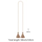 58 Inches Wood Bead Garland with Tassels, Farmhouse Boho Beads Wall Hanging Decoration (Nature) - Image 3