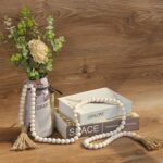 58 Inches Wood Bead Garland with Tassels, Farmhouse Boho Beads Wall Hanging Decoration (Nature) - Image 5